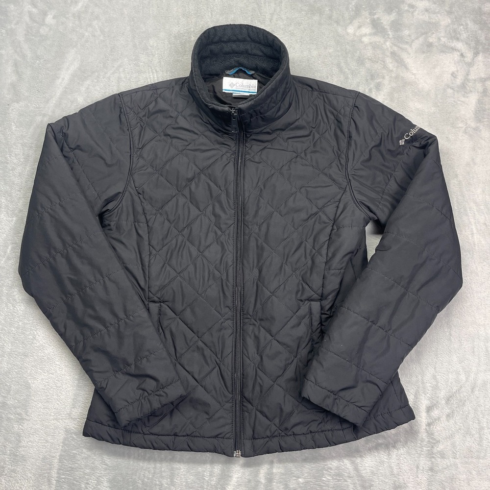 Columbia Sportswear Quilted Puffer Jacket Womens Medium Black Long Sleeve Zip-Up